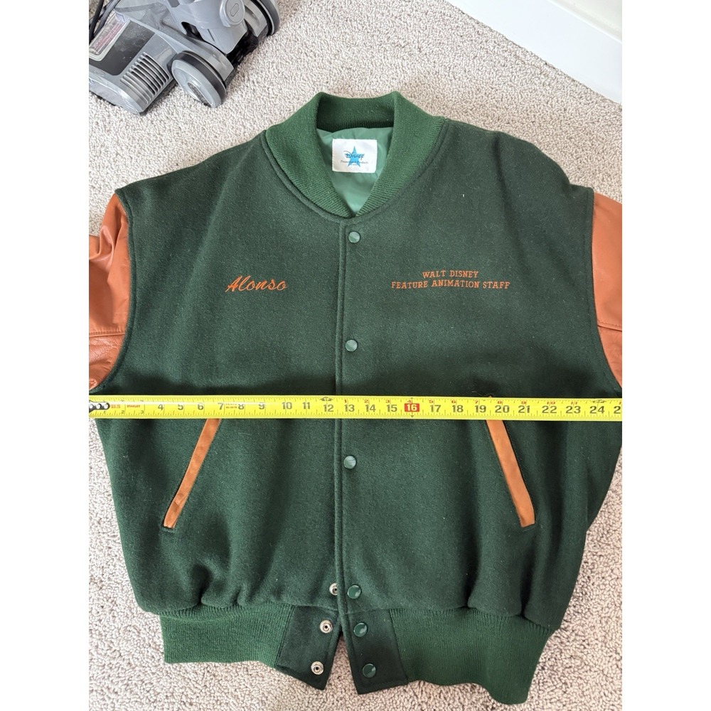 VTG Disney Lion King Animation Crew Letterman varsity jacket Size L Rare Green - Picture 8 of 8